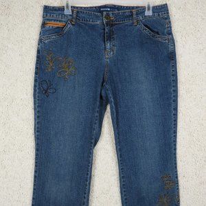 Avenue* Women's Jeans‎ Size 16 Gold Stitched Butterfly Pattern/ Zipper Pocket